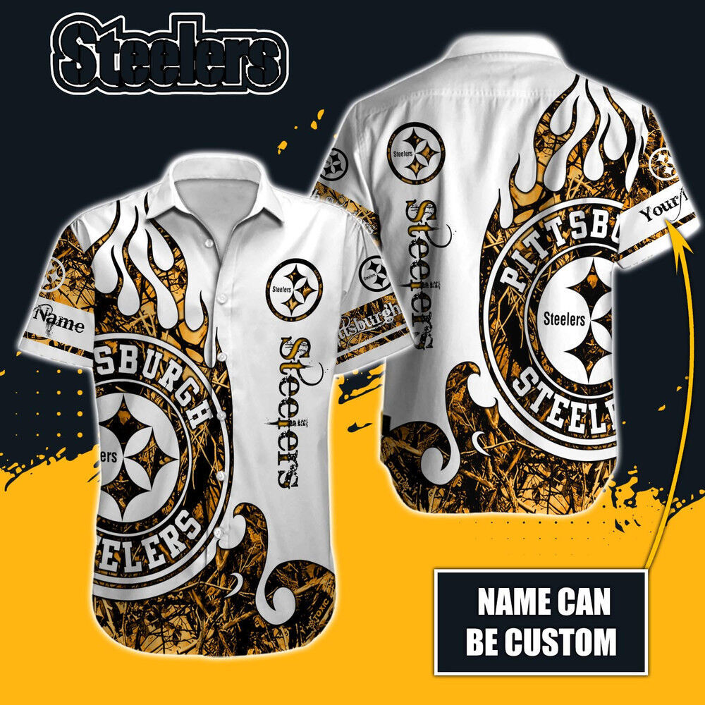 Personalized nfl pittsburgh steelers special realtree hunting hawaiian button shirt Hawaii Shirt Shorts & Flip Flops