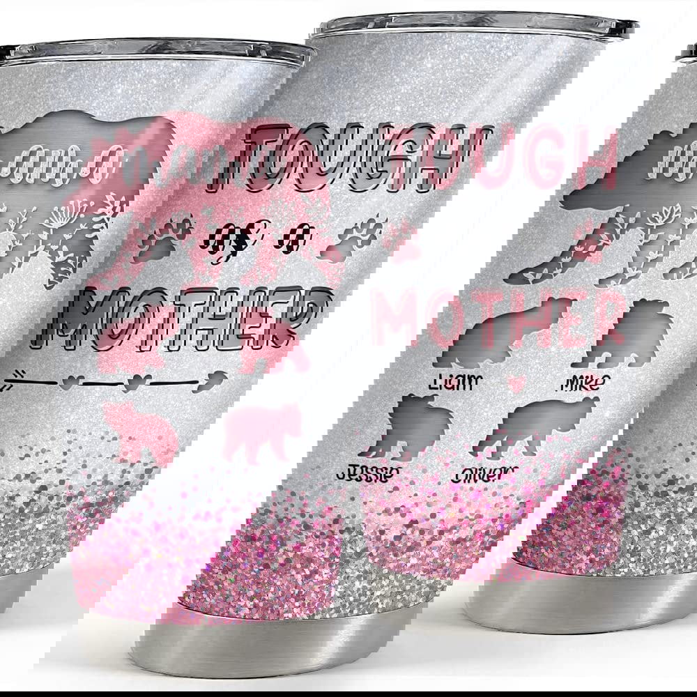 Personalized pink mama bear tumbler tough as a mom mother’s day gifts Personalized Tumbler