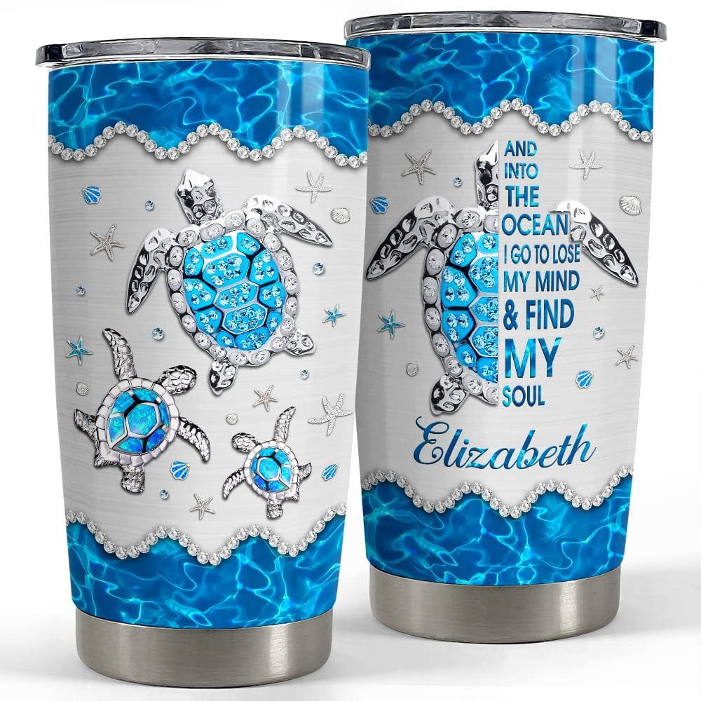 Personalized sea turtle tumbler into the ocean jewelry style Personalized Tumbler