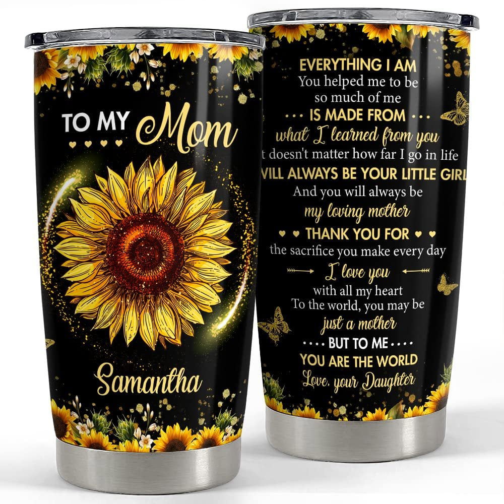 Personalized to my mom daughter tumbler sunflower mother’s day gift Personalized Tumbler