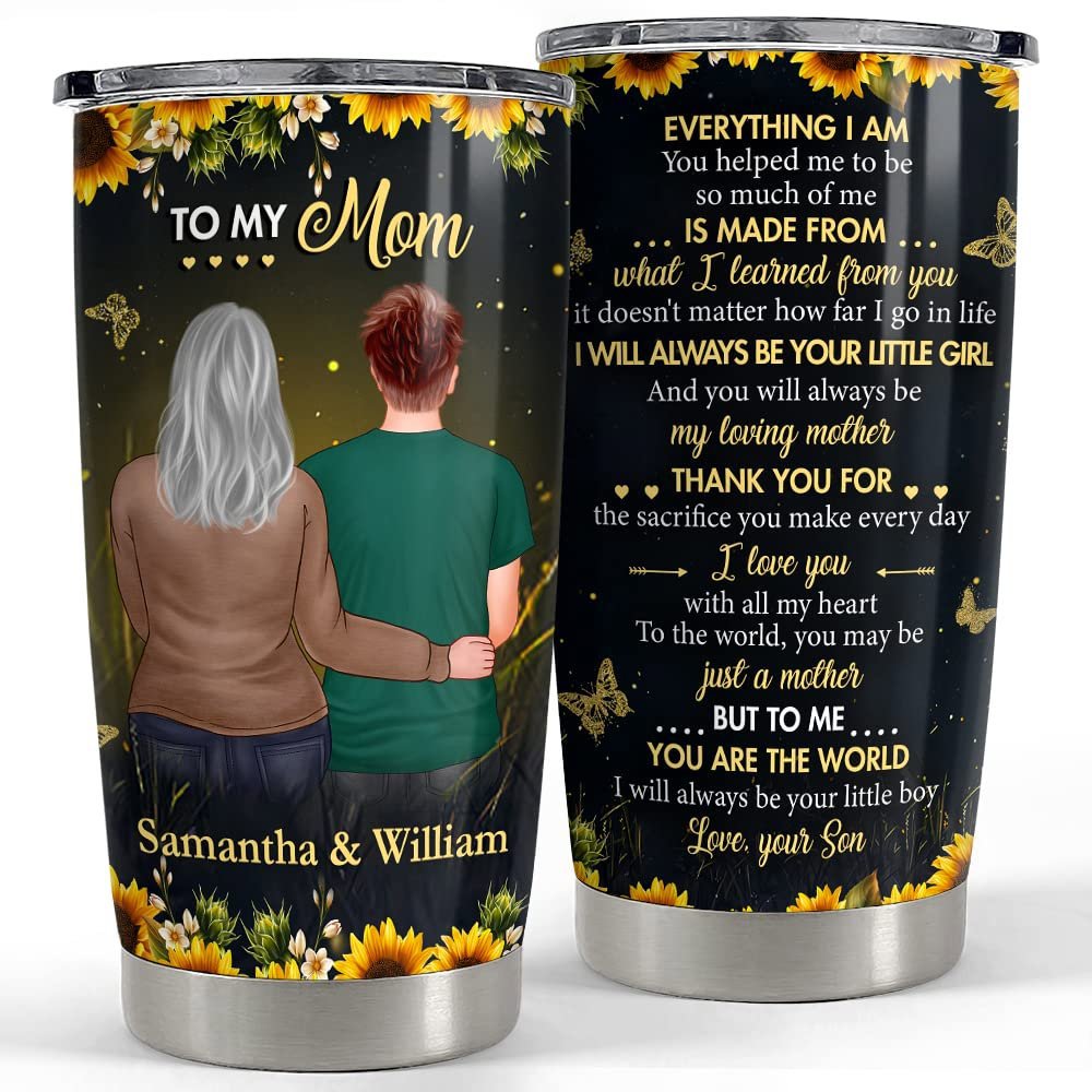 Personalized tumbler to mom from son sunflower best gift for mother Personalized Tumbler