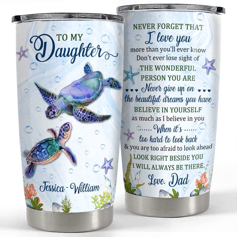 Personalized turtle tumbler to daughter son from dad mom best gift Personalized Tumbler