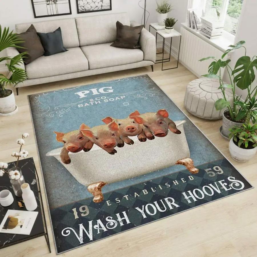 Pig area rug living room rug home decor home decor bedroom living room decor Rectangle Rug