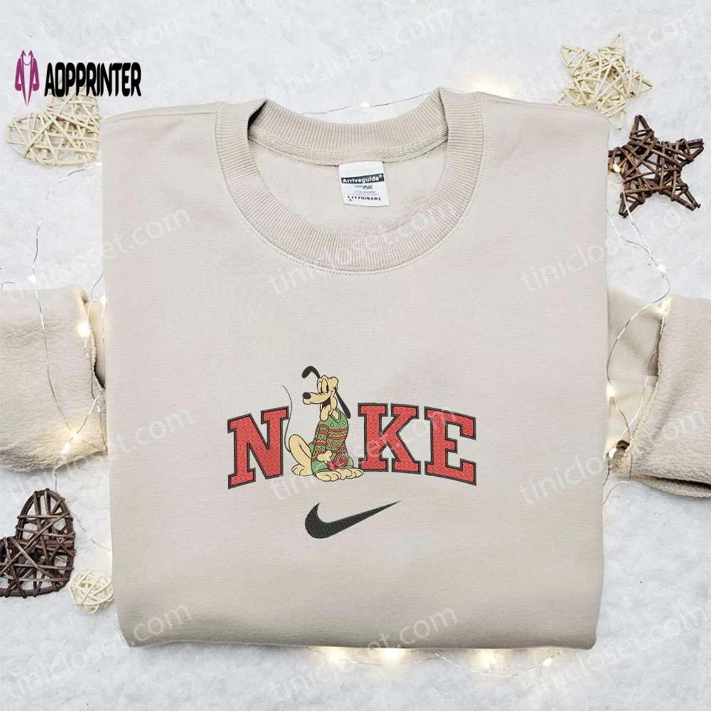 Pluto magic castle x nike christmas sweatshirt: disney characters movie merry christmas shirt perfect gift idea Embroidered Shirt