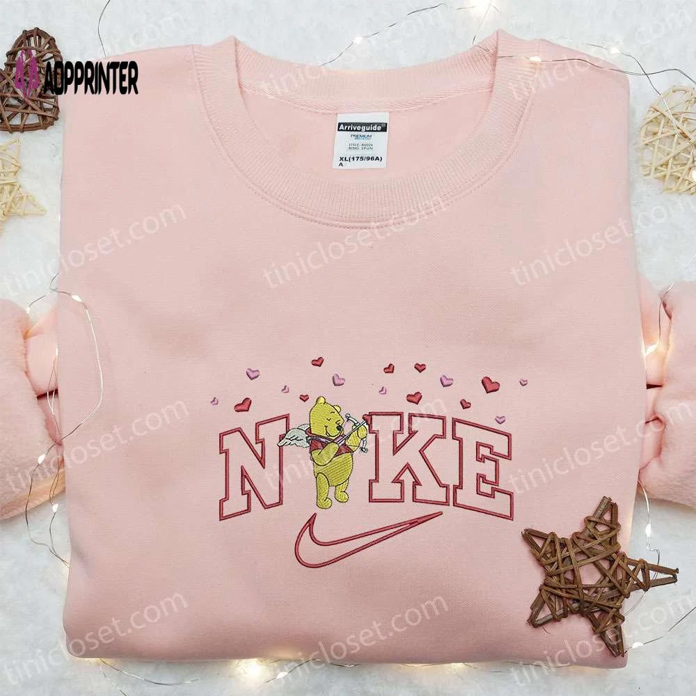 Pooh cupid love x nike embroidered sweatshirt winnie the pooh disney shirt: the best gift! Embroidered Shirt