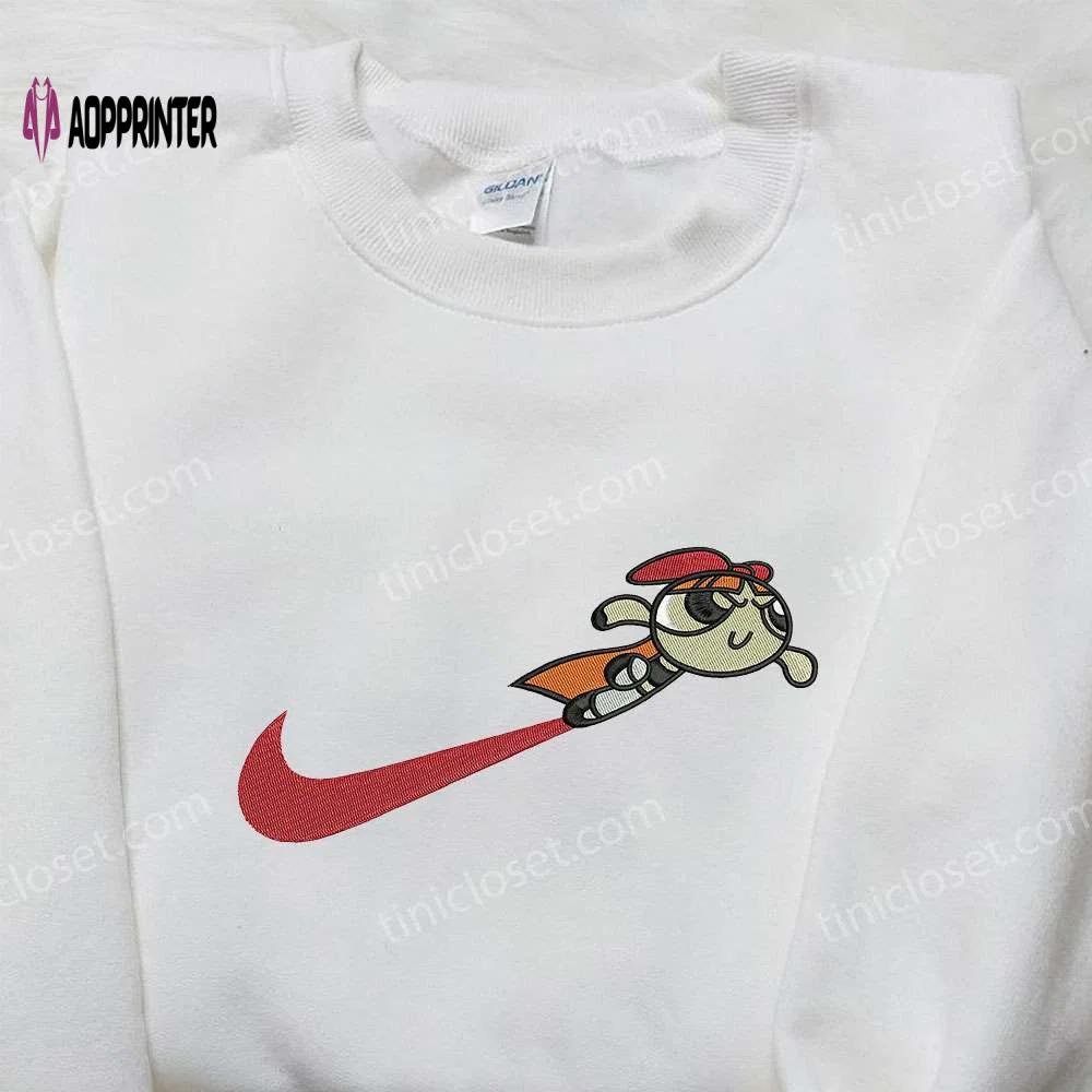 Powerpuff girls x nike embroidered shirt: blossom swoosh design nike-inspired style Embroidered Shirt