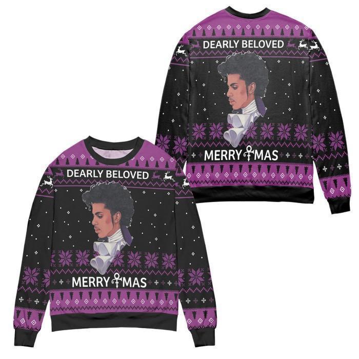 Prince dearly beloved merry christmas ugly christmas sweater ? black purple Christmas Ugly Sweater