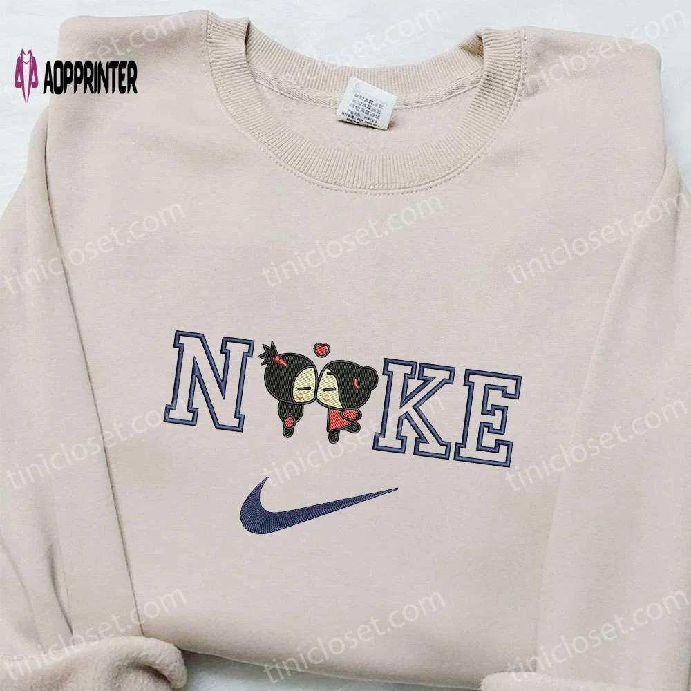 Pucca & garu x nike anime embroidered shirt sweatshirt & hoodie: customized anime apparel at its finest! Embroidered Shirt