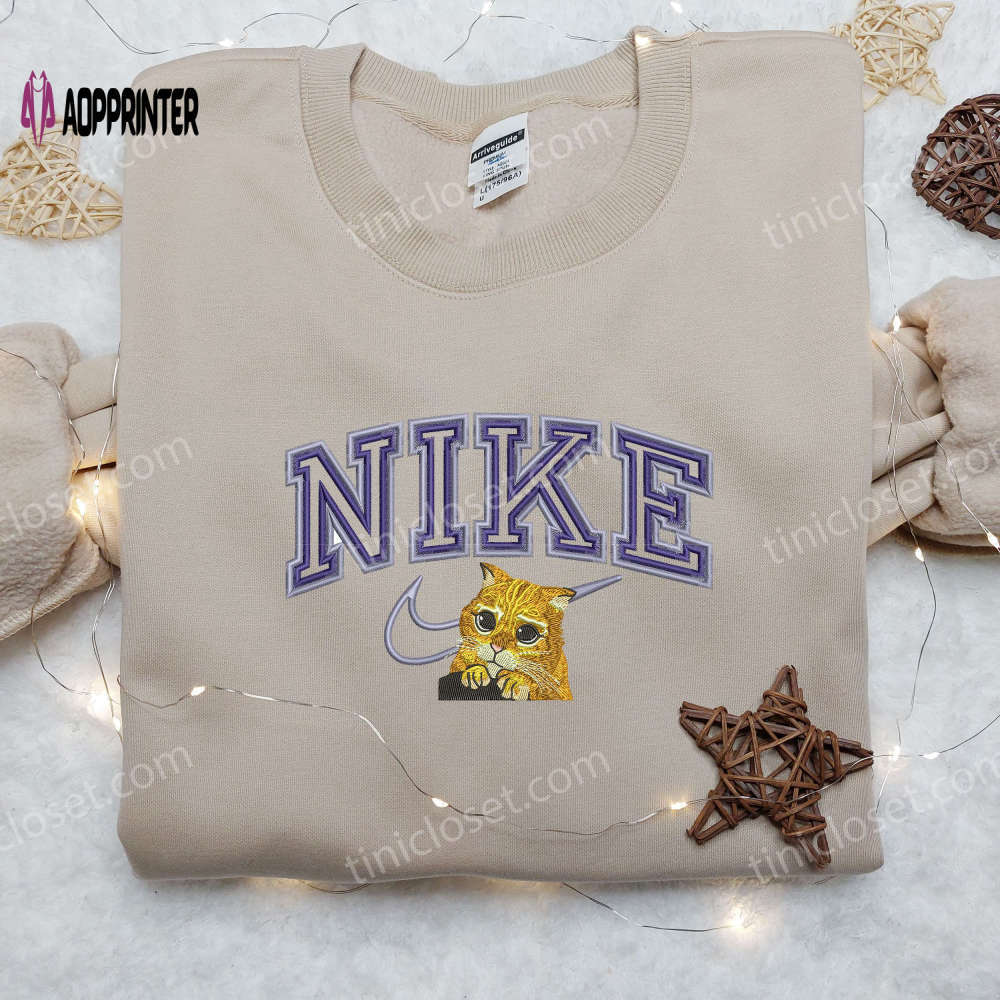 Puss in boots x nike embroidered shirt – customized iconic collaboration Embroidered Shirt