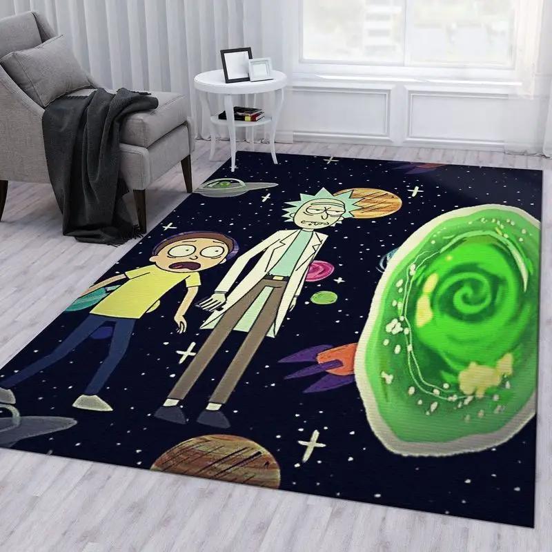 Rick and morty 100 area rug living room and bed room rug rug regtangle carpet floor decor home decor Rectangle Rug