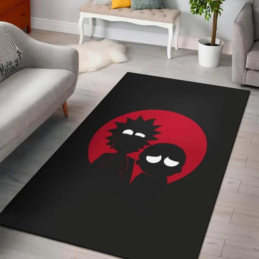 Rick and morty red and black area rug living room rug home decor carpet Rectangle Rug