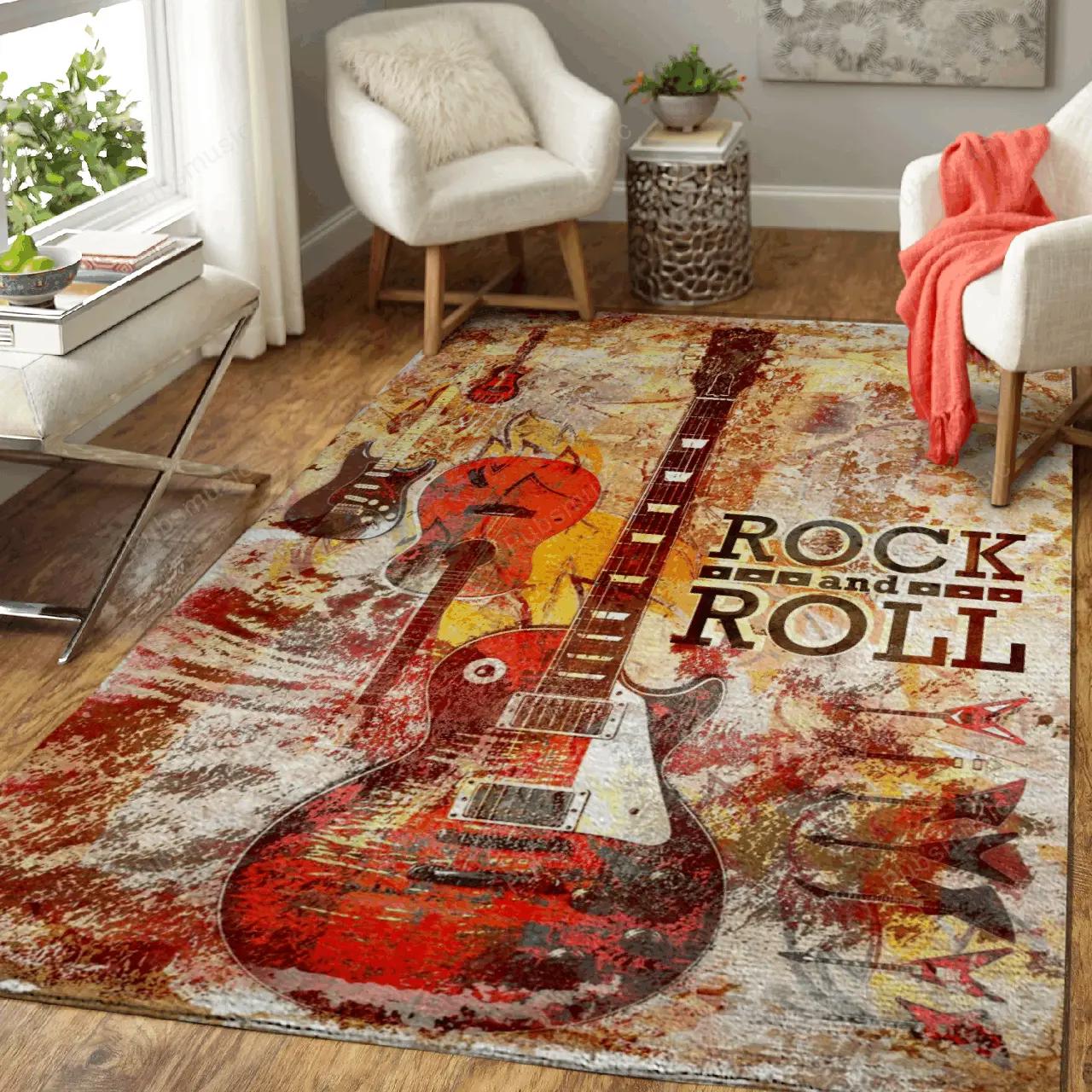 Rock n roll guitar art music art for fans area rug living room carpet rug regtangle carpet floor decor home decor Rectangle Rug