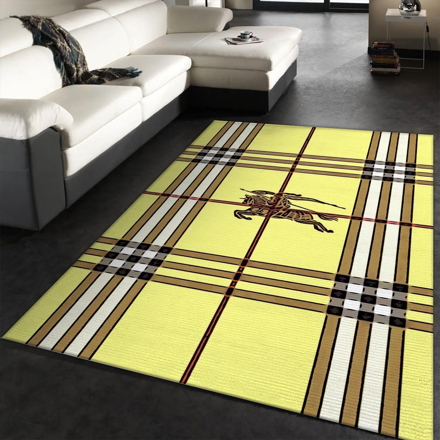 Rugs in living room and bedroom - Burberry yellow logo luxury brand area rug carpet living room rug floor mats keep warm in winter Rectangle Rug