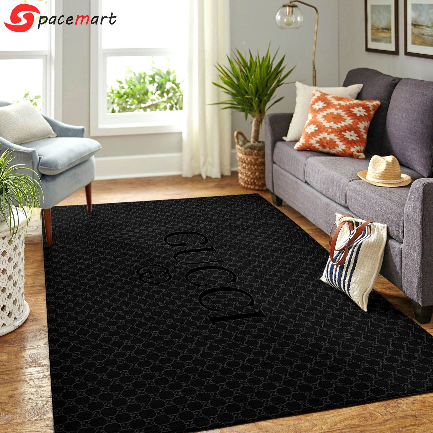 Rugs in living room and bedroom - Gucci area rug carpet dark hypebeast fashion brand living room carpet - rugs Rectangle Rug