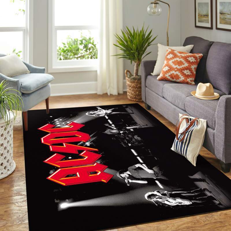 Rugs in living room and bedroom acdc band new red Rectangle Rug