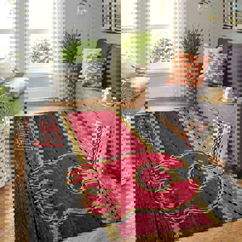 Rugs in living room and bedroom calgary flames Rectangle Rug