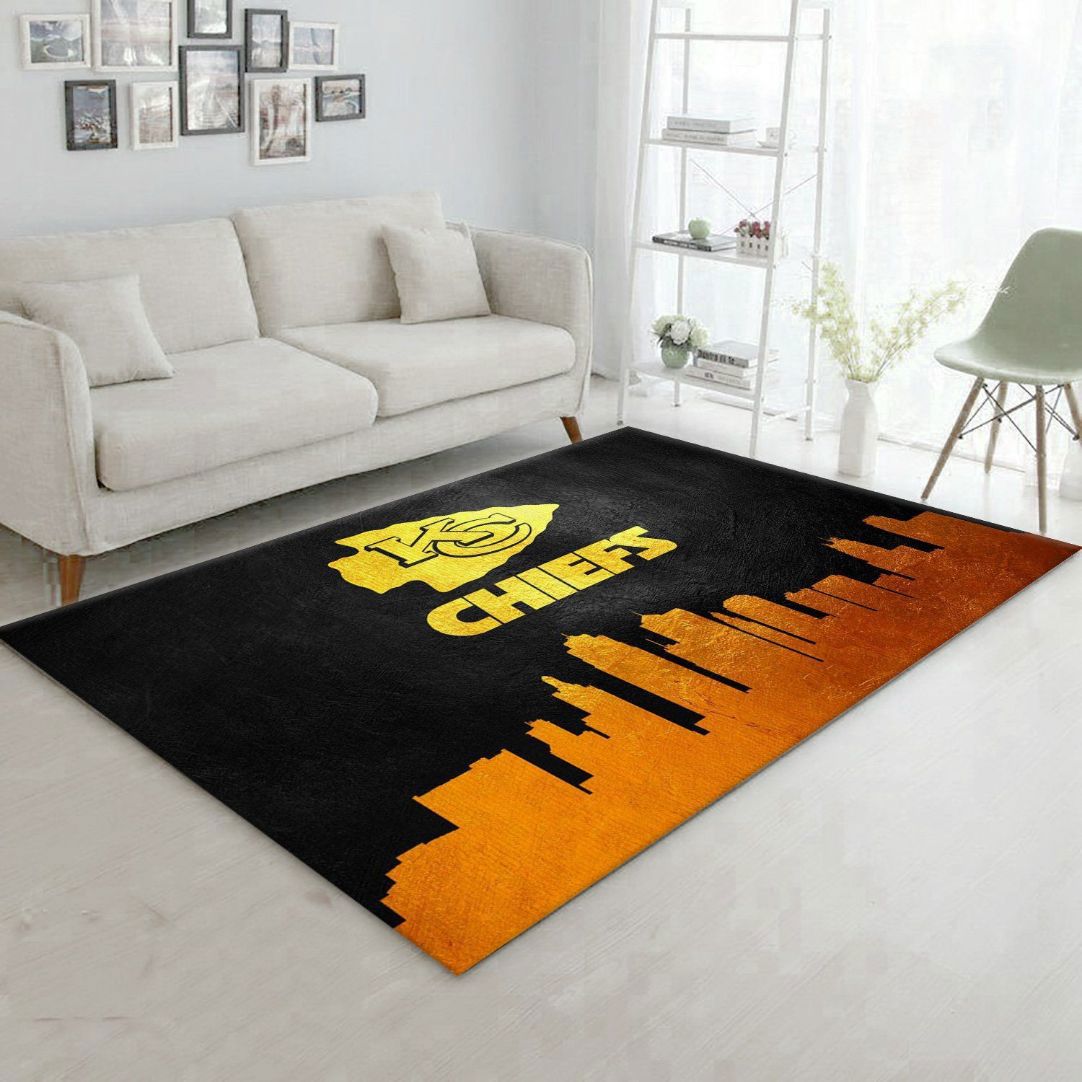 Rugs in living room and bedroom kansas city chiefs skyline nfl area rug- living room and bedroom rug- floor decor home decor Rectangle Rug