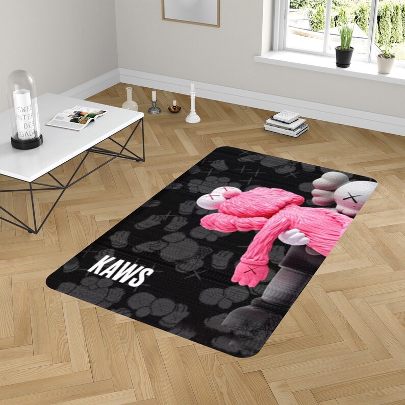 Rugs in living room and bedroom kaw xiv rug - kaw companion rug - kaw non slip rug- kaw carpet- street fashion brand rug- kaw gift- kaw floor decor- gift for boyfriend Rectangle Rug