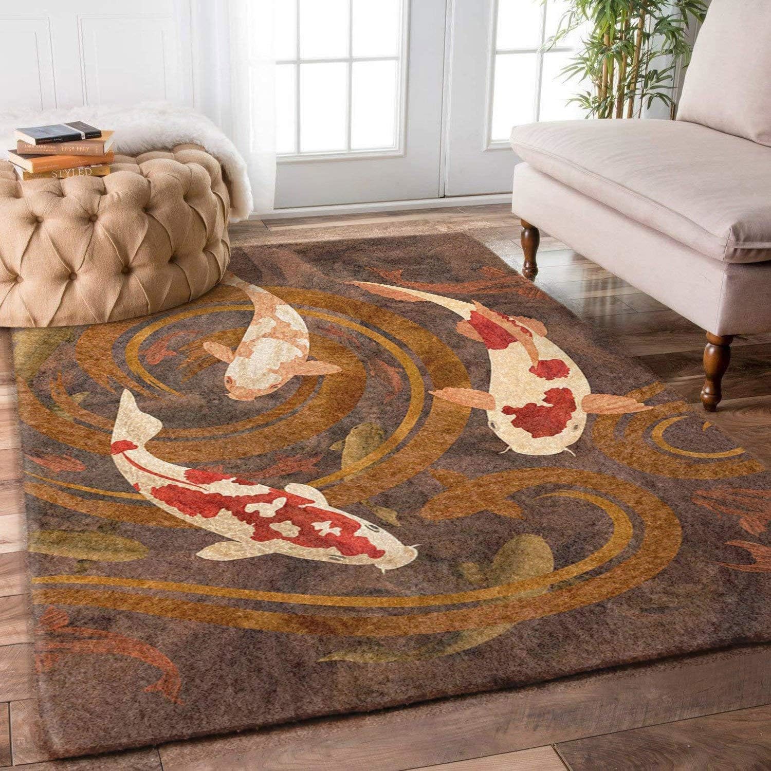 Rugs in living room and bedroom koi fish rug Rectangle Rug