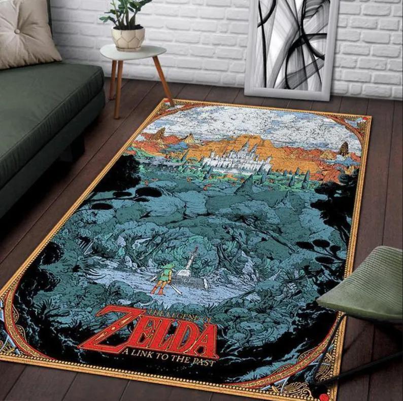 Rugs in living room and bedroom legend of zelda rug - zelda a link to the past rug - modern zelda carpet- floor area rug- gamer room decor rug- gamer gifts- bedroom gift Rectangle Rug