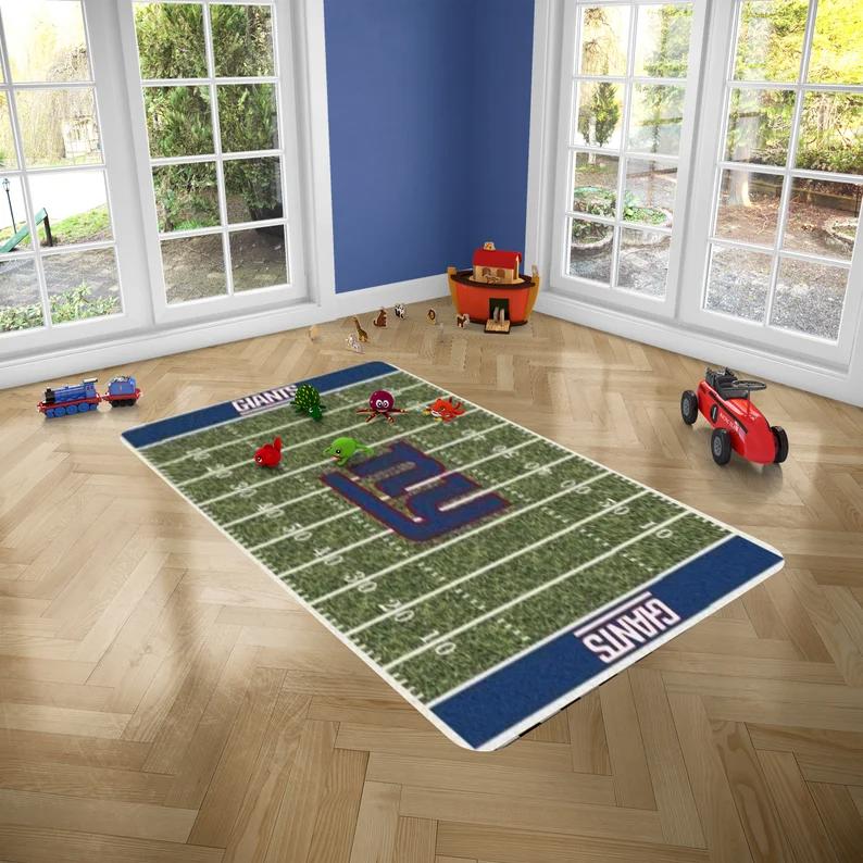 Rugs in living room and bedroom new york football team rugs - custom rug floor decor - soccer rug- football rug- boys room rugs- popular rugs- sports rugs- living room rugs Rectangle Rug