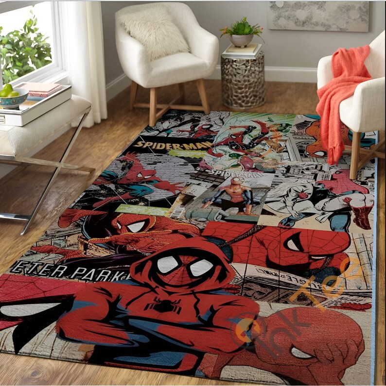 Rugs in living room and bedroom super hero movie rug - superhero rug for kids - super hero lover gift- kids room rug- super hero room decor- living room decor- movie rug Rectangle Rug