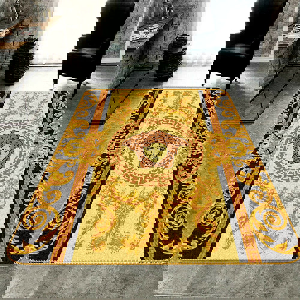 Rugs in living room and bedroom versace hot golden logo fashion limited luxury brand rug carpet home decor Rectangle Rug