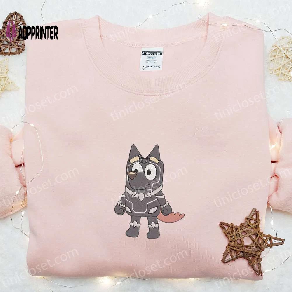 Rusty black panther marvel team embroidered shirt & bluey cartoon hoodie: best gift idea Embroidered Shirt