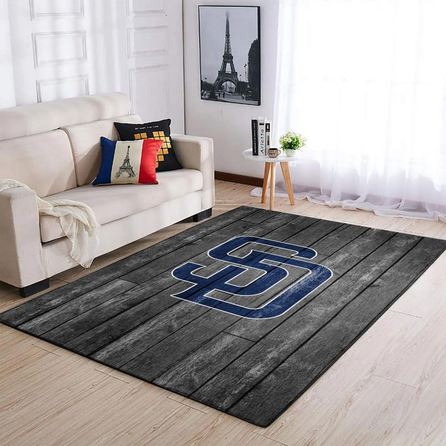 San diego padres wooden area rug mlb baseball team logo carpet living room rugs Rectangle Rug