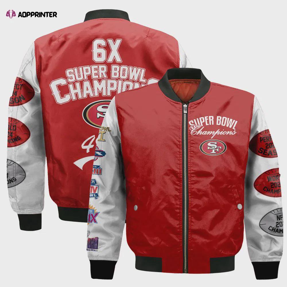 San francisco 49ers 6x champions design bomber jacket sfat v8 Bomber Jacket