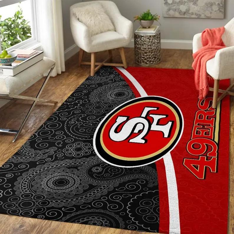 San francisco 49ers super bowl football area rug floor decor the us decor v6 Rectangle Rug
