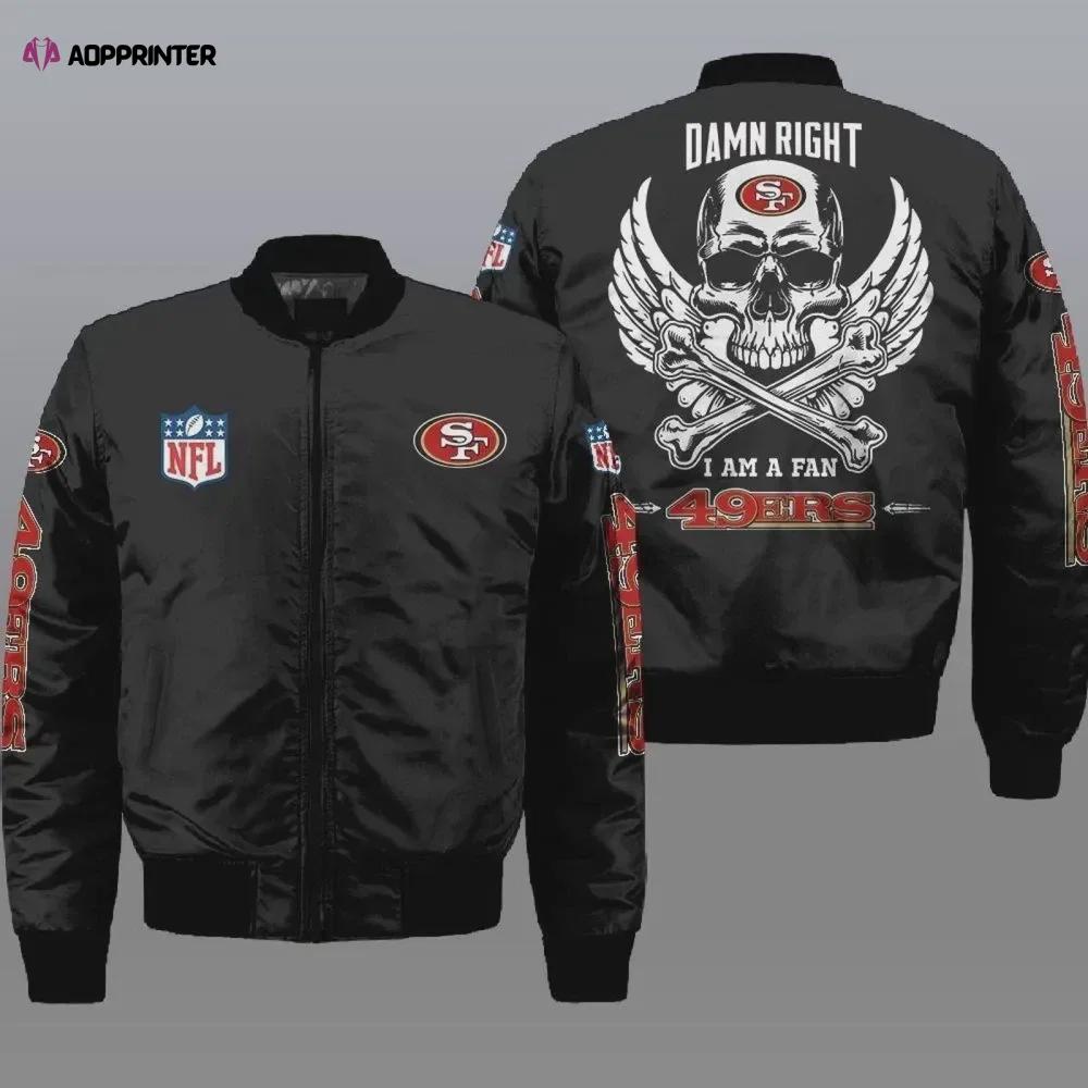 San francisco 49ers wings skull logo bomber jacket – black Bomber Jacket