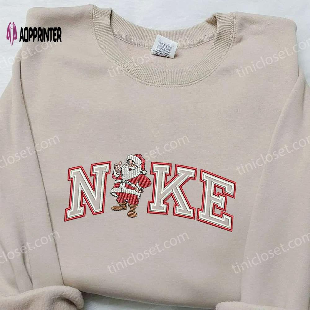 Santa claus x nike embroidered sweatshirt: best christmas gift ideas nike inspired shirt Embroidered Shirt