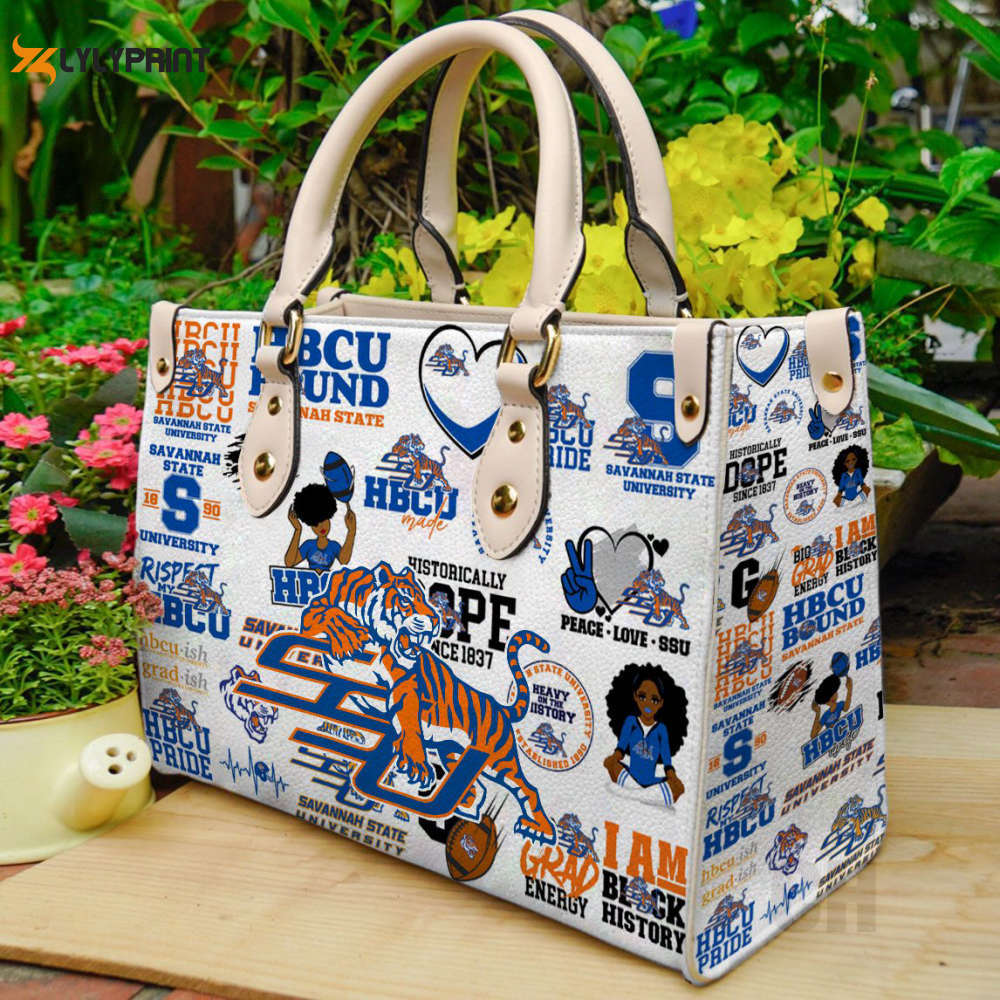 Savannah state tigers leather handbag gift for women 4238 Women Leather Hand Bag