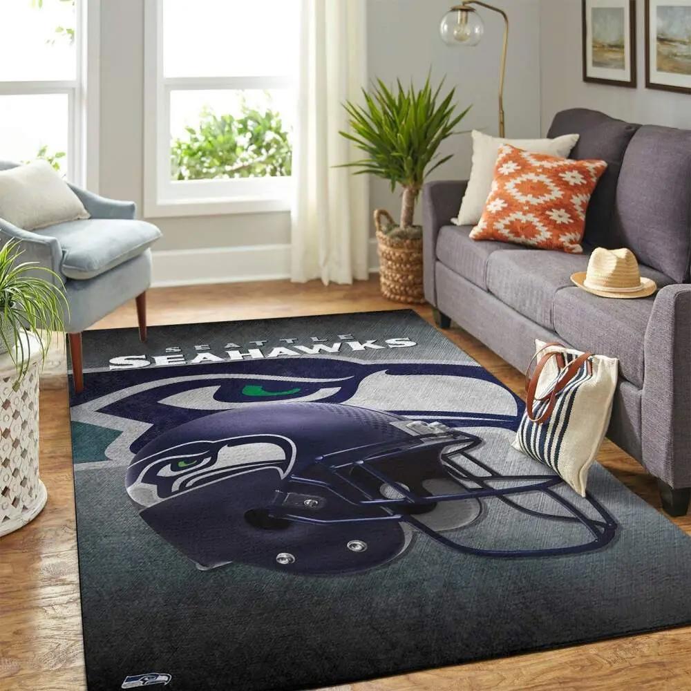 Seattle seahawks nfl area rugs team helmet living room carpet sports rug Rectangle Rug
