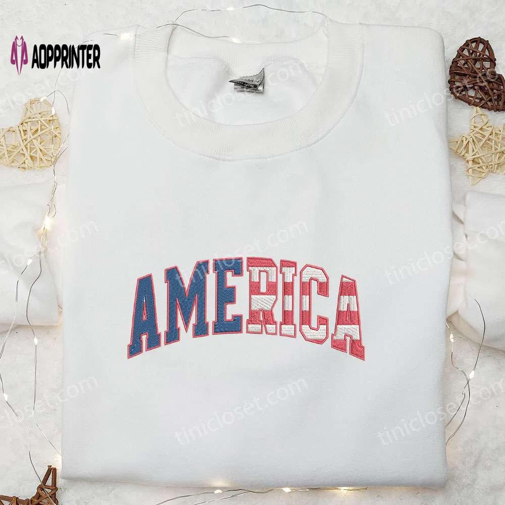 Show your patriotism with america embroidered shirt – perfect national day gift! Embroidered Shirt
