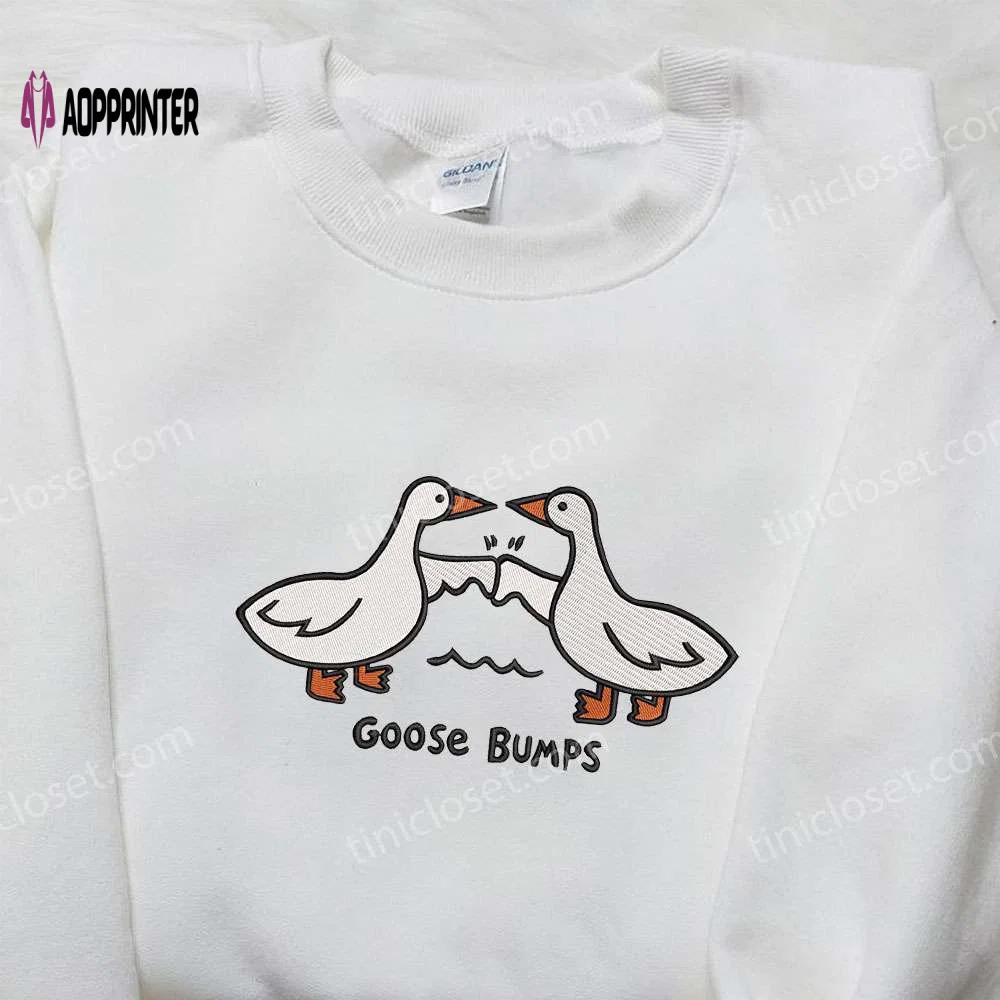 Silly goose bumps embroidered shirt: animal & funny designs for a playful look! Embroidered Shirt