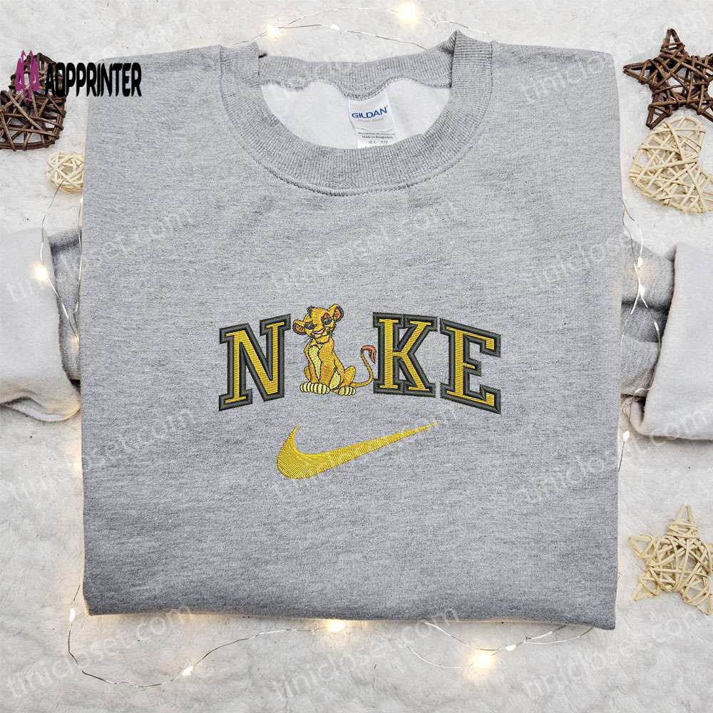 Simba x nike cartoon embroidered tshirt – nike inspired shirt perfect family gift Embroidered Shirt