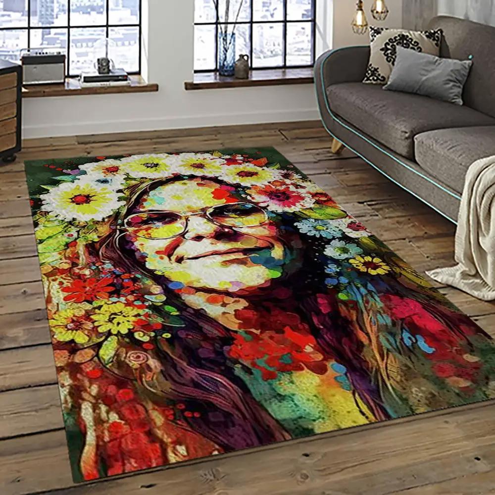 Singer janis joplin music carpet rectangle area rug for living room bedroom decor jj36 Rectangle Rug