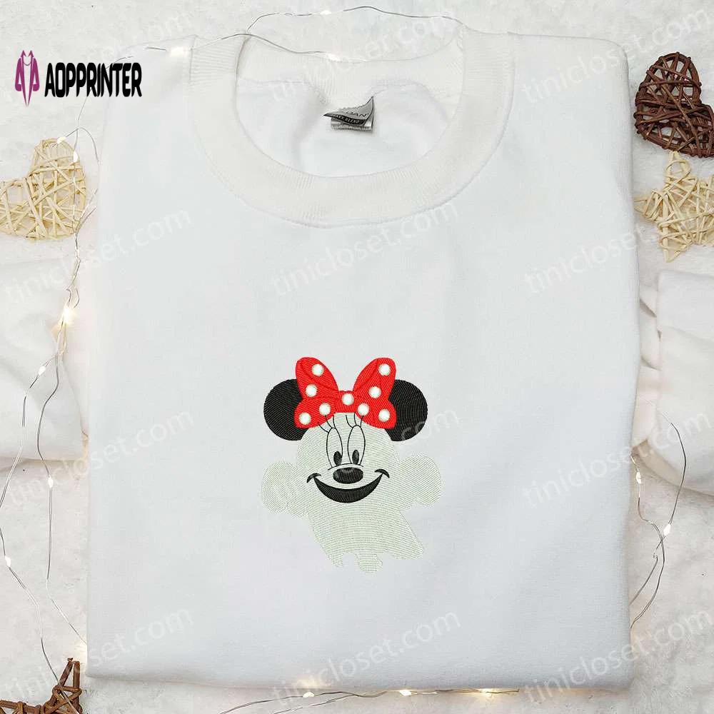 Smiling boo minnie embroidered shirt: best disney halloween gift for family Embroidered Shirt