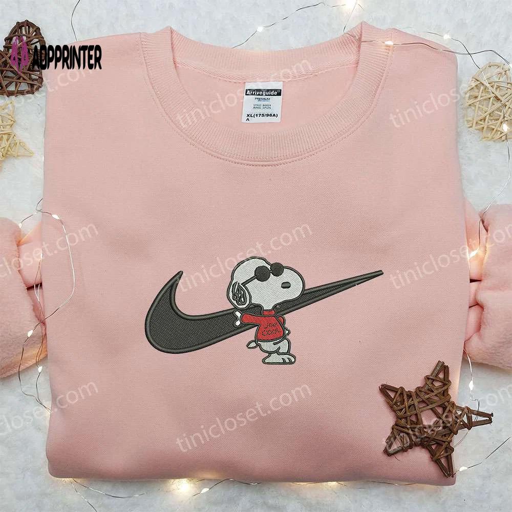 Snoopy x nike swoosh embroidered sweatshirt & peanuts cartoon shirt: nike-inspired style Embroidered Shirt