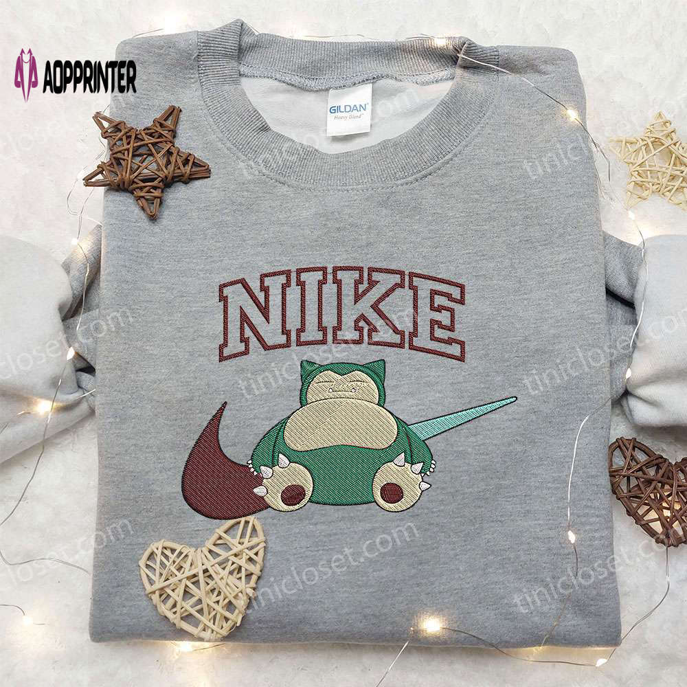 Snorlax x nike embroidered sweatshirt: pokemon & nike inspired shirt Embroidered Shirt
