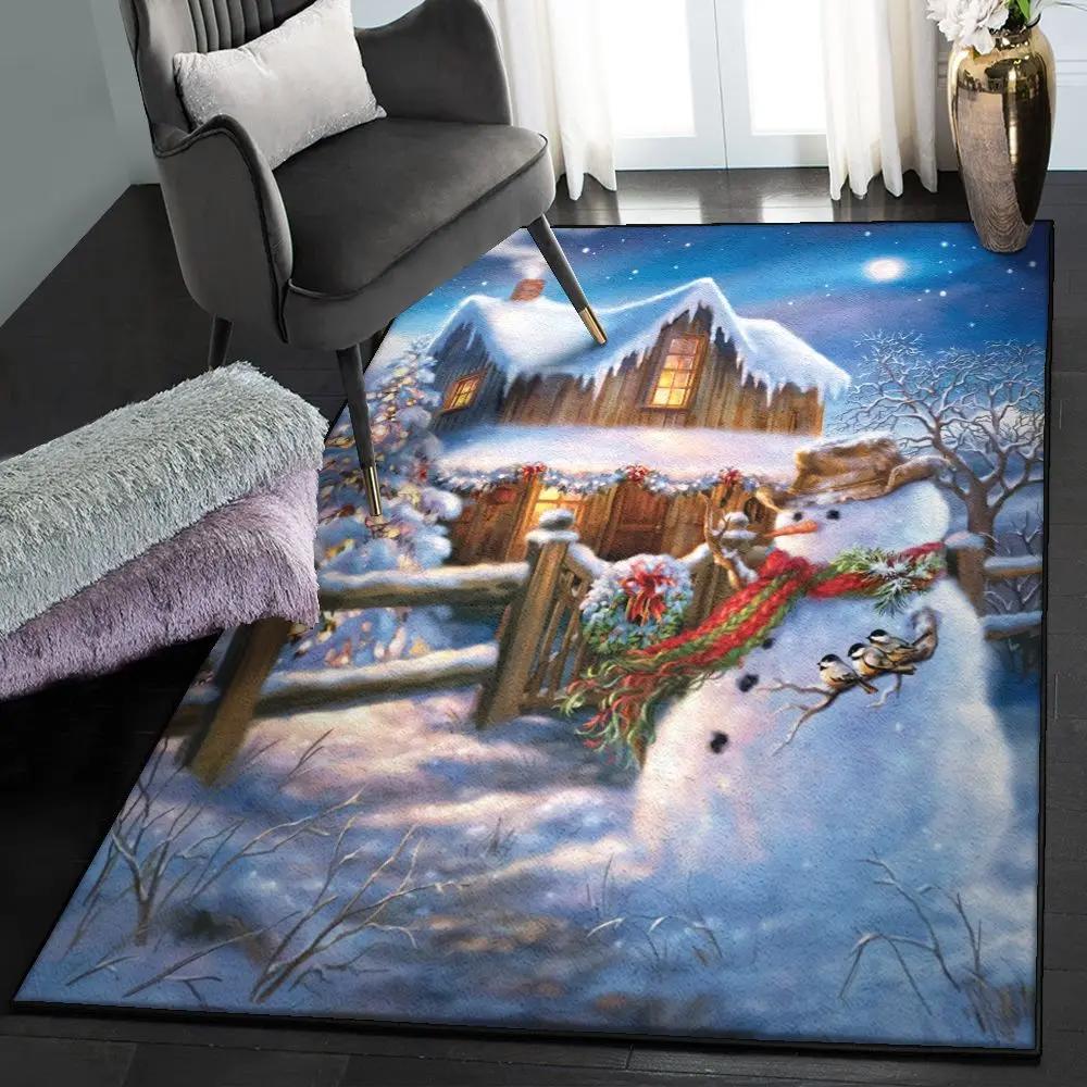 Snowman large living room rugs, snowman rug Rectangle Rug