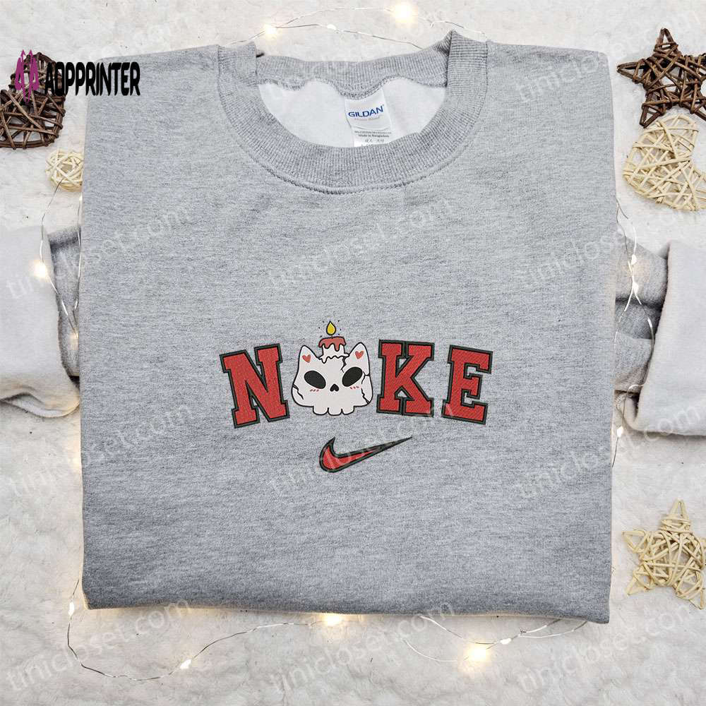Spooky nike x skull halloween hoodie & t-shirt: best family gifts Embroidered Shirt