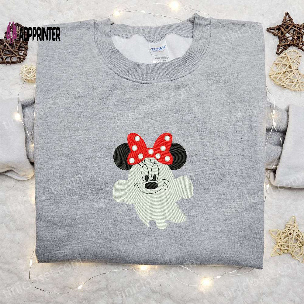 Spooky smiling boo minnie embroidered shirt – best disney halloween gift ideas Embroidered Shirt