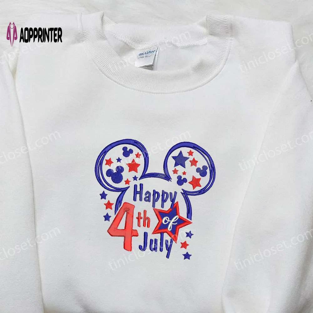 Star mickey mouse happy 4th july embroidered shirt disney patriotic shirts Embroidered Shirt