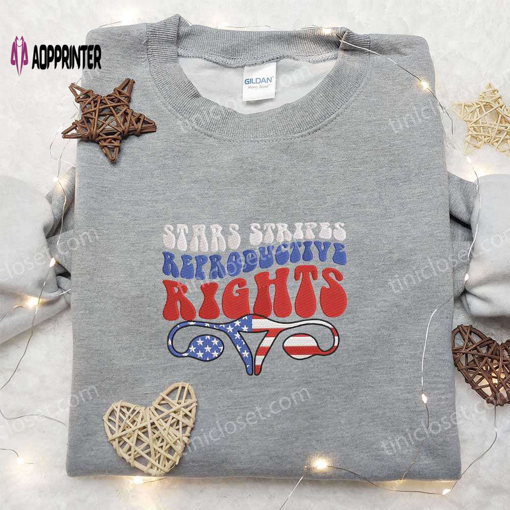 Stars & stripes reproductive rights embroidered shirt – political statement attire Embroidered Shirt