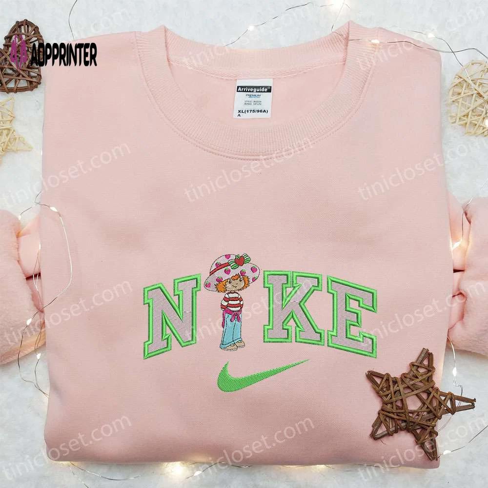 Strawberry shortcake x nike cartoon embroidered sweatshirt: nike inspired hoodie perfect family gift Embroidered Shirt