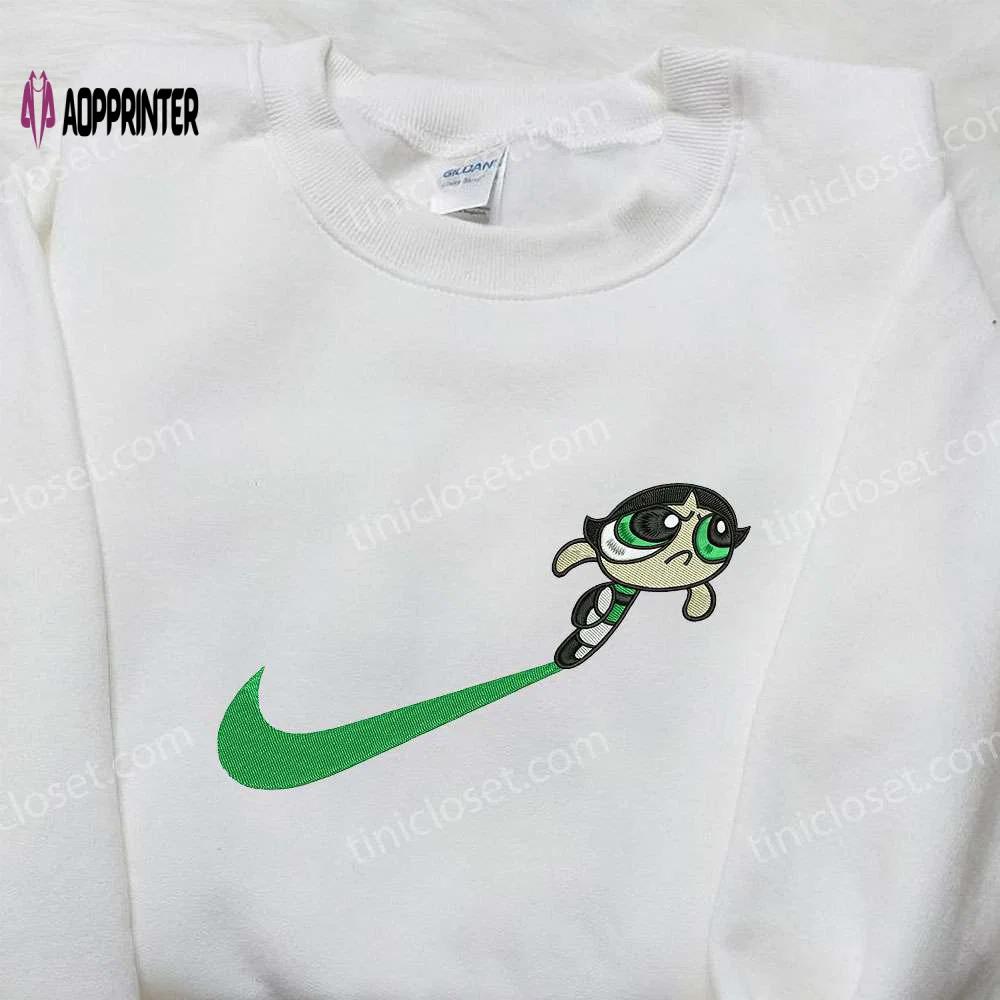 Stylish buttercup x nike swoosh & powerpuff girls embroidered shirt – nike inspired Embroidered Shirt