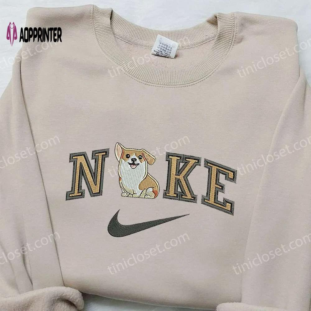 Stylish welsh corgi x nike embroidered hoodie & animal shirt – nike inspired design Embroidered Shirt